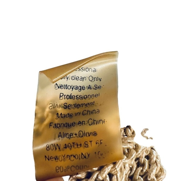 ALICE + OLIVIA Cotton Blend Round Neck Beige Girl Sweater Loose Knit Small Coast - Picture 5 of 6